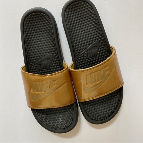nike slide gold